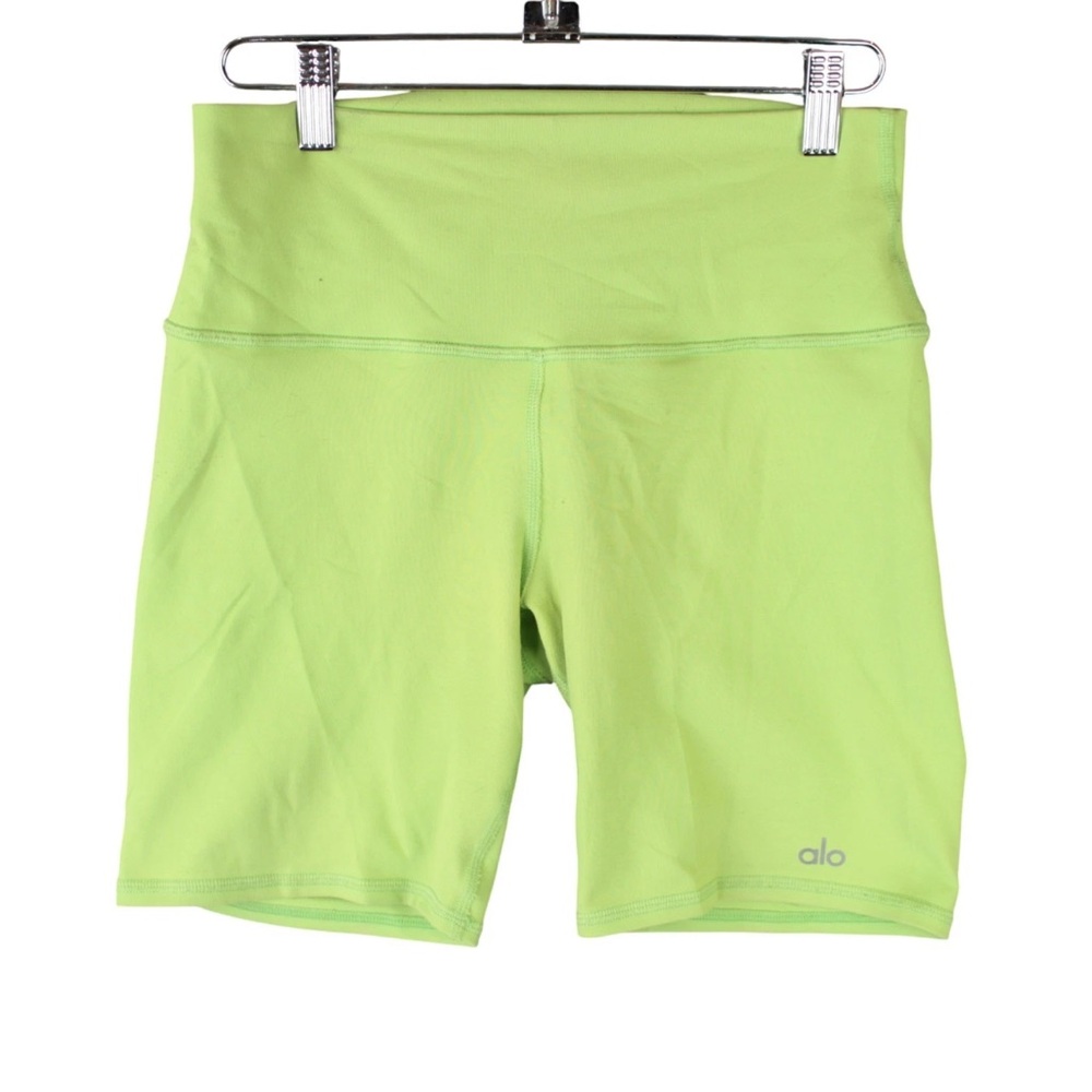 Alo Yoga Airbrush 5” Green Quartz High Waist Biker Athletic Workout Shorts S